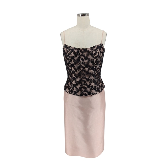 Stanley Korshak Lace Satin Silk Dress Blazer Suit Pink Size Small preppy french - Picture 3 of 16